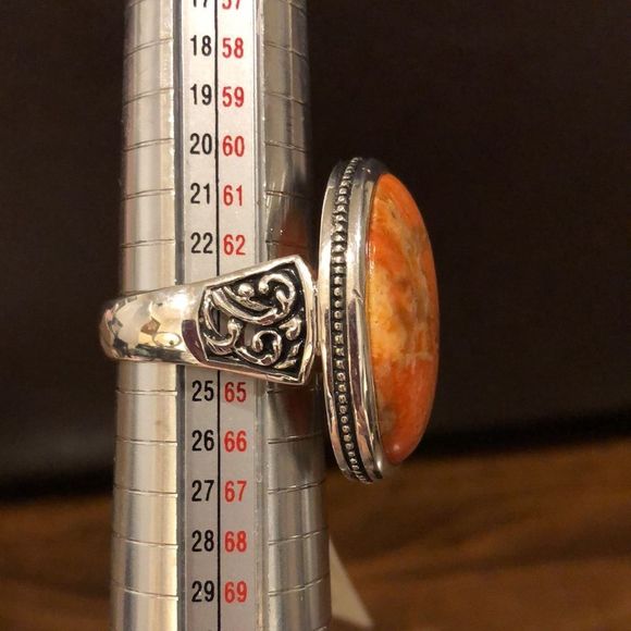 M Sterling Silver Spiny Oyster Cabochon Oval Ring Sz 10-3/4 NWT - Picture 7 of 9